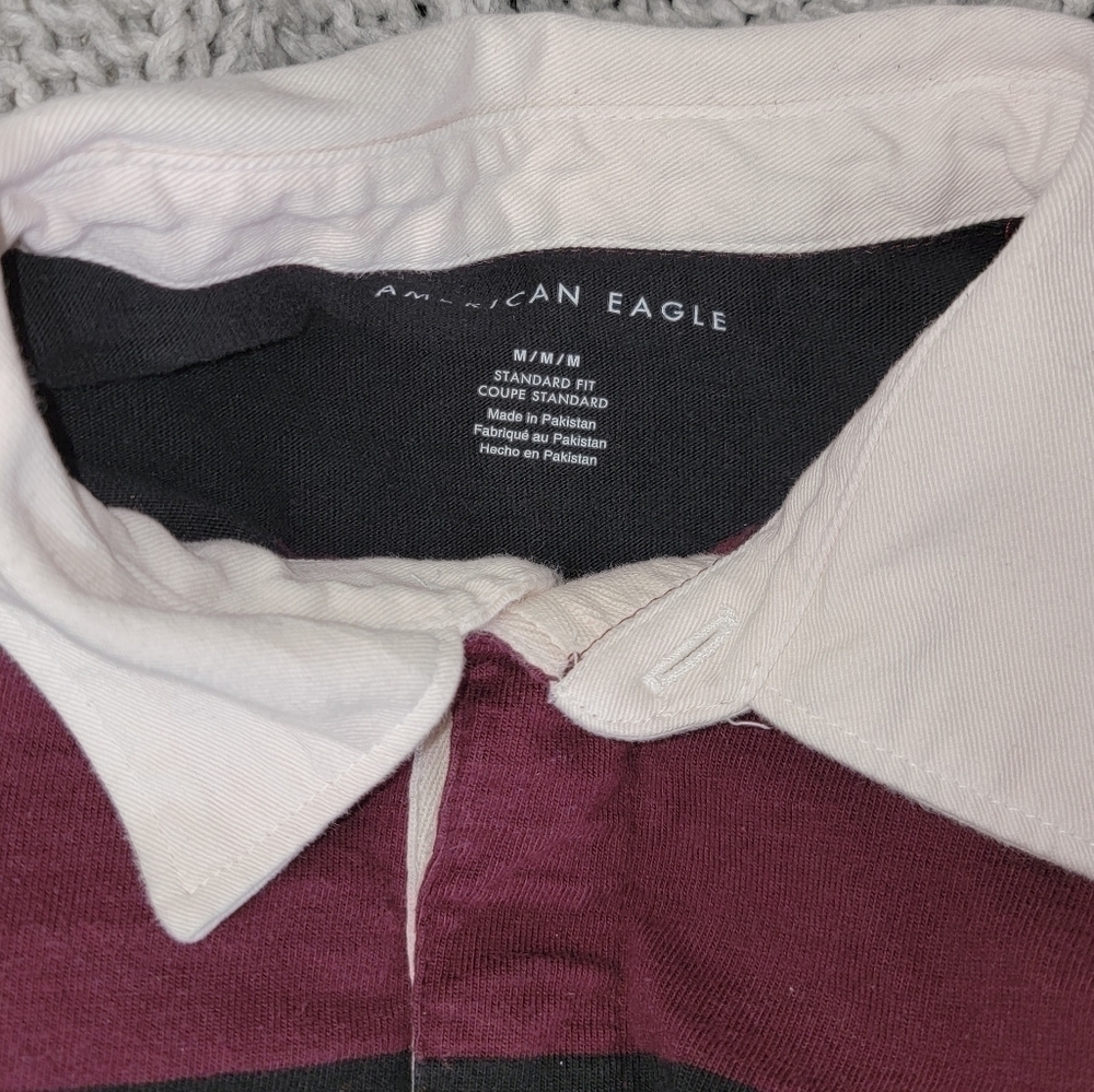 Mens AE Long Sleeve Polo Size Medium - Picture 2 of 5